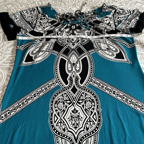 Saint Tropez West Dress Women 8 Multi Paisley Comfy Casual Stretch Peasant Boho - Picture 5 of 10